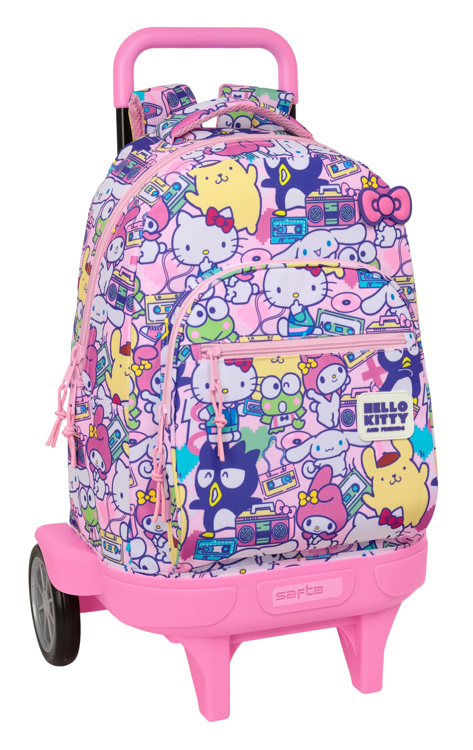 HELLO KITTY & FRIENDS - Mochila Grande con Ruedas, Compact Evolución, Extraíble, Ideal para Niños de Diferentes Edades, Cómoda y Versátil, Calidad y Resistencia, 33x22x45 cm