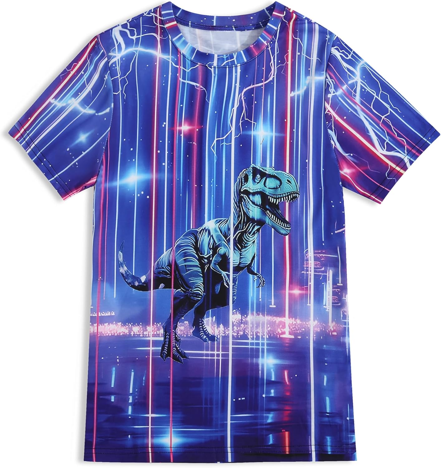 Boys Girls T-Shirts 3D Graphic Shirts Kids Neon Tie Dye Short Sleeve Glow Tees Animal Print Tees