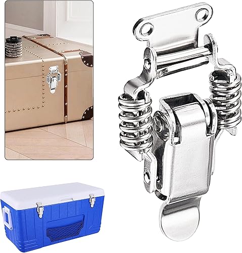 Miniatura 4 de Caja de herramientas de acero inoxidable 304 con doble resorte con carga de maleta, caja de herramientas de bloqueo, cierre de palanca con