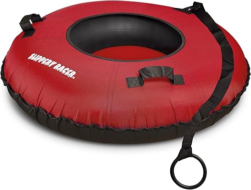 Miniatura 3 de Slippery Racer Tubo de nieve inflable de grado comercial resistente con cubierta y cuerda, parte inferior de PVC, 44 pulgadas, azul