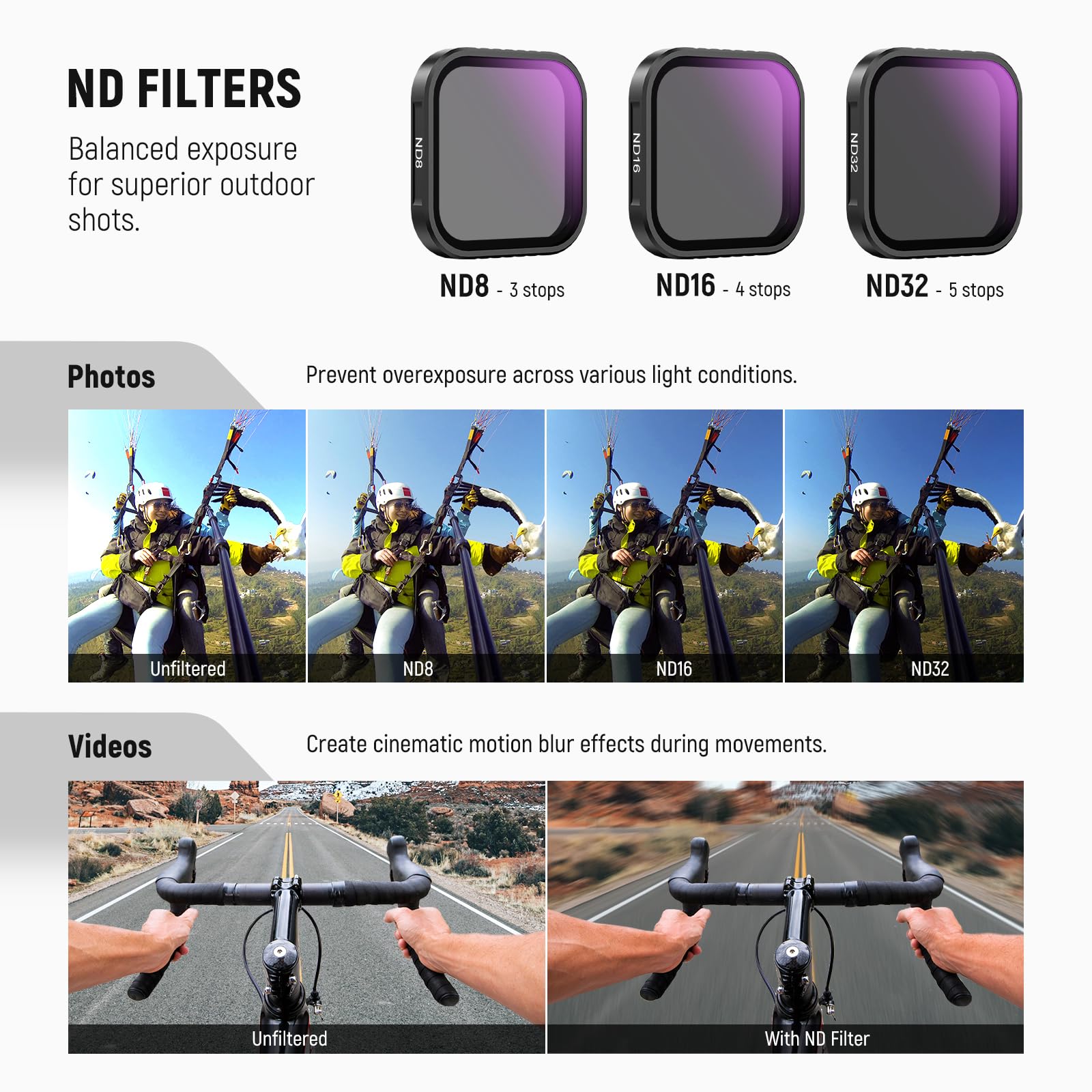 NEEWER Lot de 4 filtres ND compatibles avec Insta360 Ace Pro/Ace Pro 2,CPL + ND8 + ND16 + ND32,Non Compatible avec Version Mise à Jour Dotée Nouvelle Protection Objectif Octogonale Ronde,FL-C30