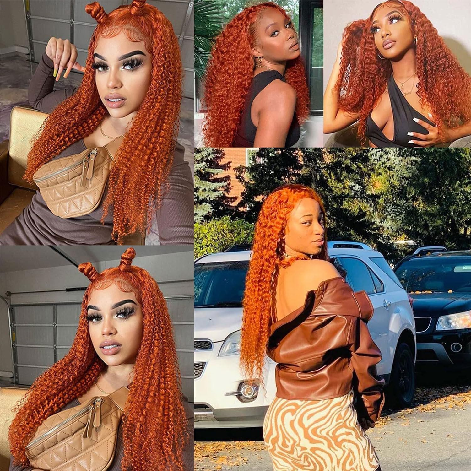 Wepwcod Deep Wave Human Hair Wig For Black Women,13X4 HD Lace Front Wigs Human Hair Pre Plucked Natural Hairline,Brazilian Frontal Glueless Wig (Orange - Image 4