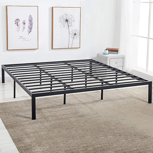 Miniatura 106 de Base de cama Vecelo, de 14 pulgadas, listones de acero resistente Plataforma metálica B,Plataforma plegable,Negro Metálico