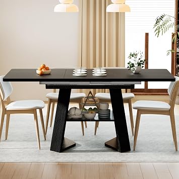 Extendable Dining Room Table for 4-6 with Removable Leaves, Space Saving