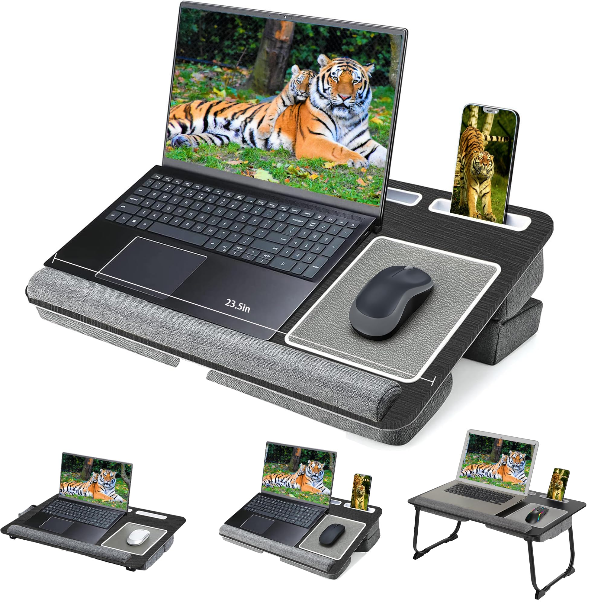 Yshunlai Lap Desk Fits up to 17 inches Laptop Desk, Foldable Large Lap  Desk with Cushion, Portable Computer Tray Table for Bed and Sofa, Laptop