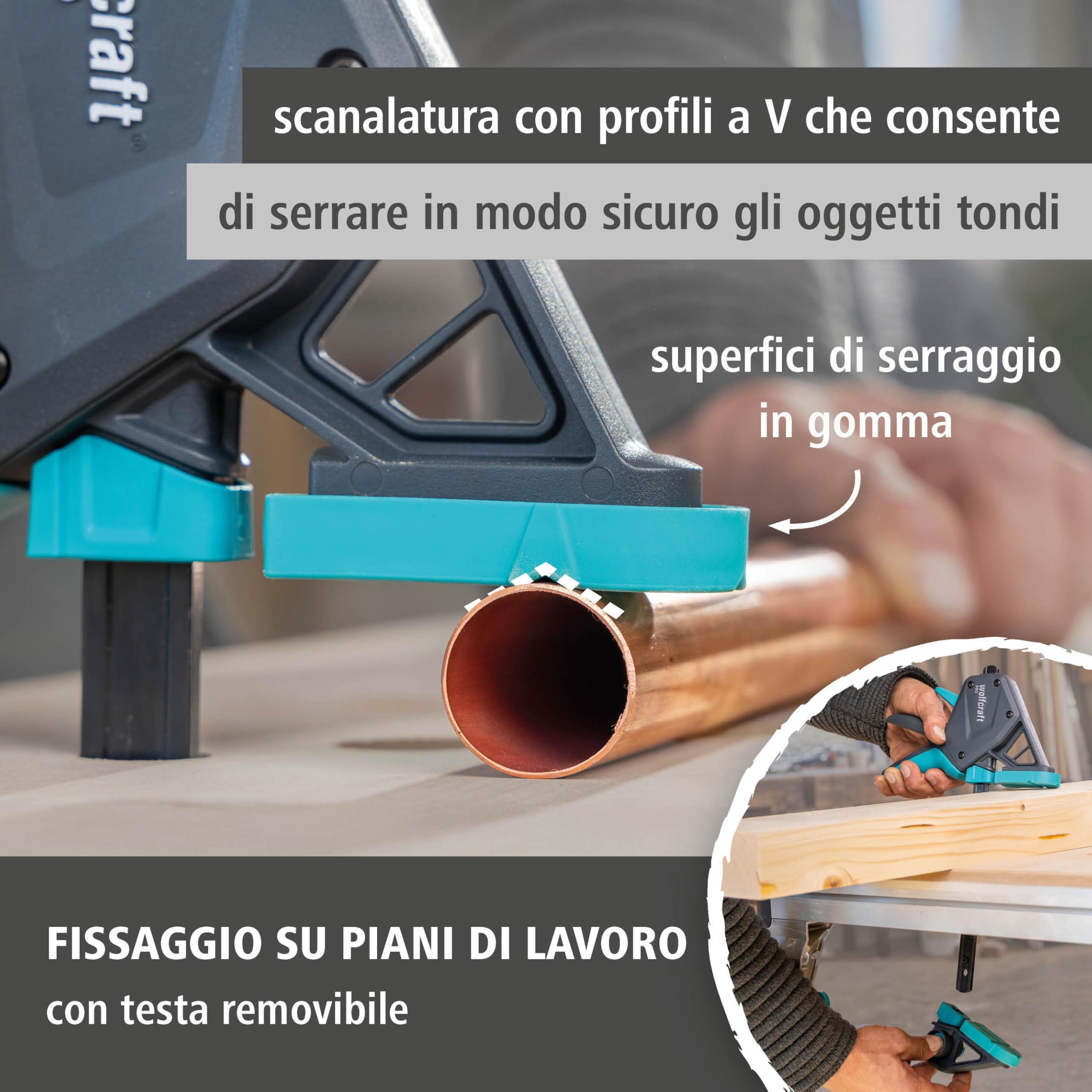 wolfcraft Set 3 Morsetti a Una Mano PRO XL, Apertura fino a 1060 mm, Forza di Serraggio 150 kg con Connettore Incluso – Made in Europe – 8673060