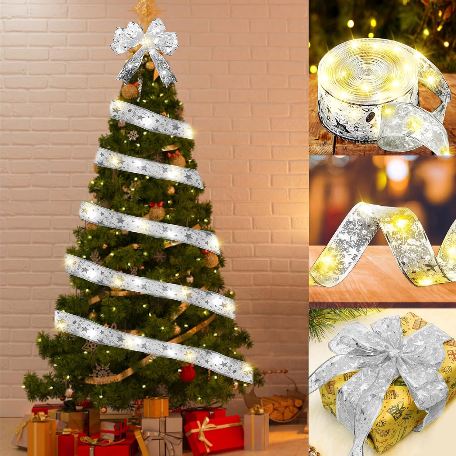 TOPJOWGA Glänzende Band Lichterkette, 5m 50 LED Weihnachtsband Lichter