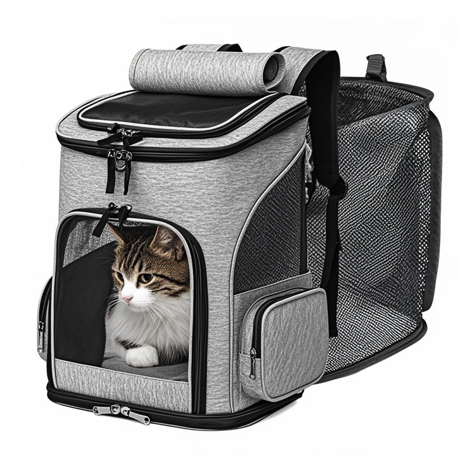 Expandable Cat Backpack Carrier – Airline Approved Pet Carrier for Small Cats Dogs Up to 17 Lbs, Travel Backpack with Breathable Mesh for Outdoor Camping Hiking