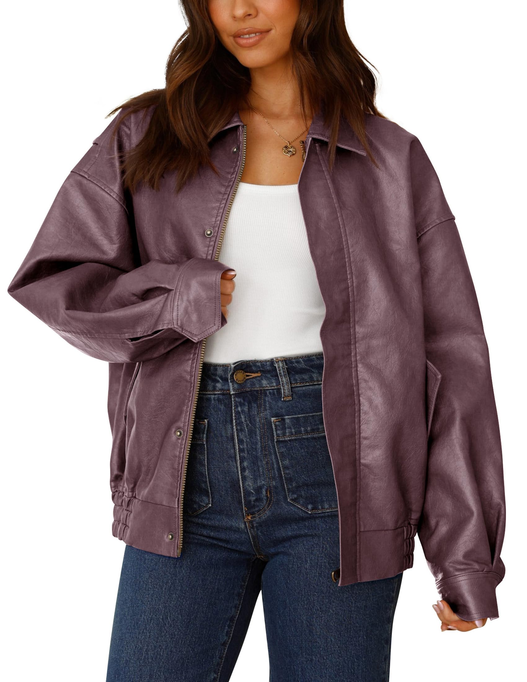 PRETTYGARDEN Women's Faux Leather Motorcycle Jackets