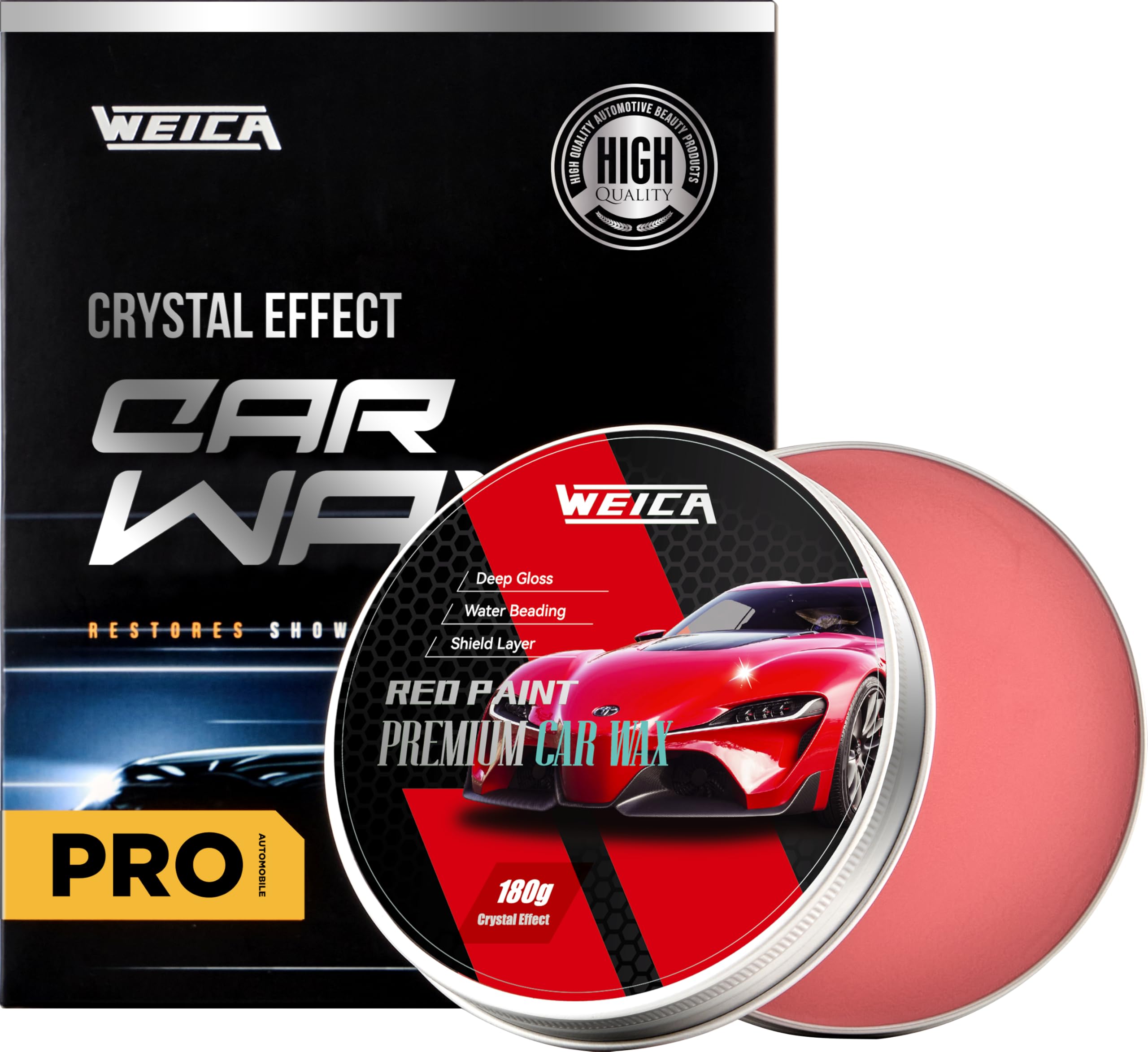 Car Wax for Red, Orange & Warm Color Paints | Sun Fade Defender & Metallic Pop | 180g Paste