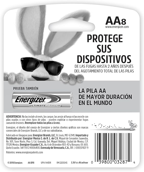 Eveready Energizer Max Alkaline AAA Batteries 8 ea, Silver (E92MP-8)