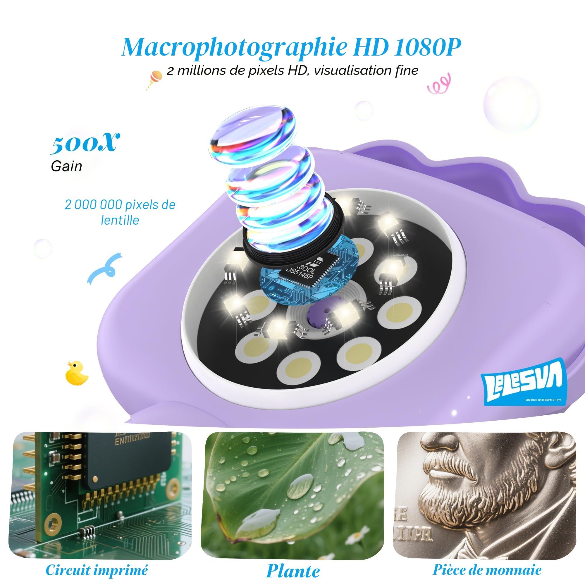Microscopes pour enfants, mini microscope de poche portable pour petits enfants, jouets éducatifs scientifiques pour cadeaux d'anniversaire de Noël pour enfants de 3 4 5 6 7 8 9 10 ans (lion)