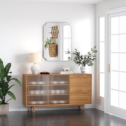 Miniatura 67 de Espejos de baño para sobre el fregadero, espejos redondos sin marco para pared, espejo de baño biselado de 20 x 20 pulgadas, espejo circular