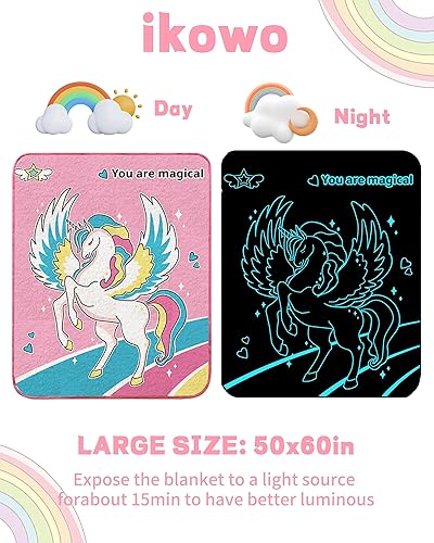 Miniatura 4 de Manta de 50 x 60 pulgadas que brilla en la oscuridad, regalos de cumpleaños, juguetes para niños y niñas de 3, 4, 5, 6, 7, 8, 9, 10, manta luminosa