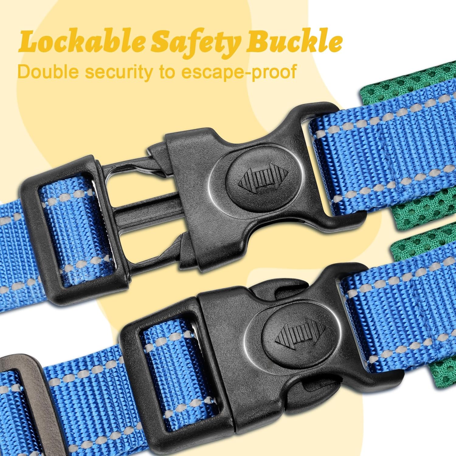 Yellow Dog Harness Escape Proof No Pull Soft Padded Lightweight Vest Medium Sized Dog - Reflective No Choke Harness with Front Clip, Adjustable Step in Breathable Mesh Harness, L