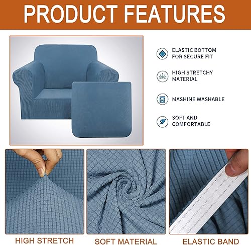 Miniatura 2 de HAOYONG Fundas de sofá jacquard de alta elasticidad para sofá, fundas de cojín separadas para sillón de sala de estar, fundas de 2 piezas para