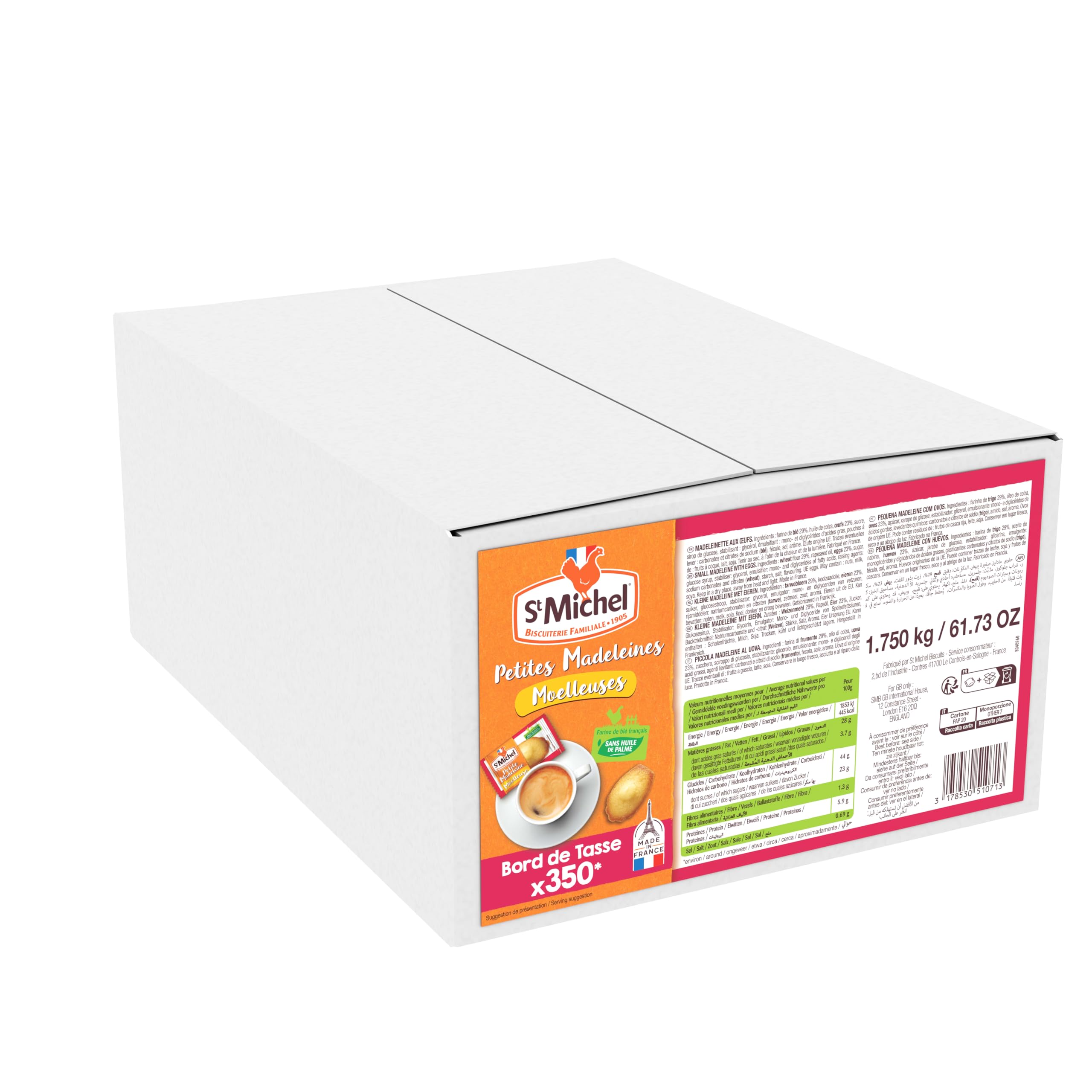 ST MICHEL - La Petite Madeleine - Moelleuse & Fondante - Lot de 350 Mini-Madeleines en Sachets Fraicheur - 1750g