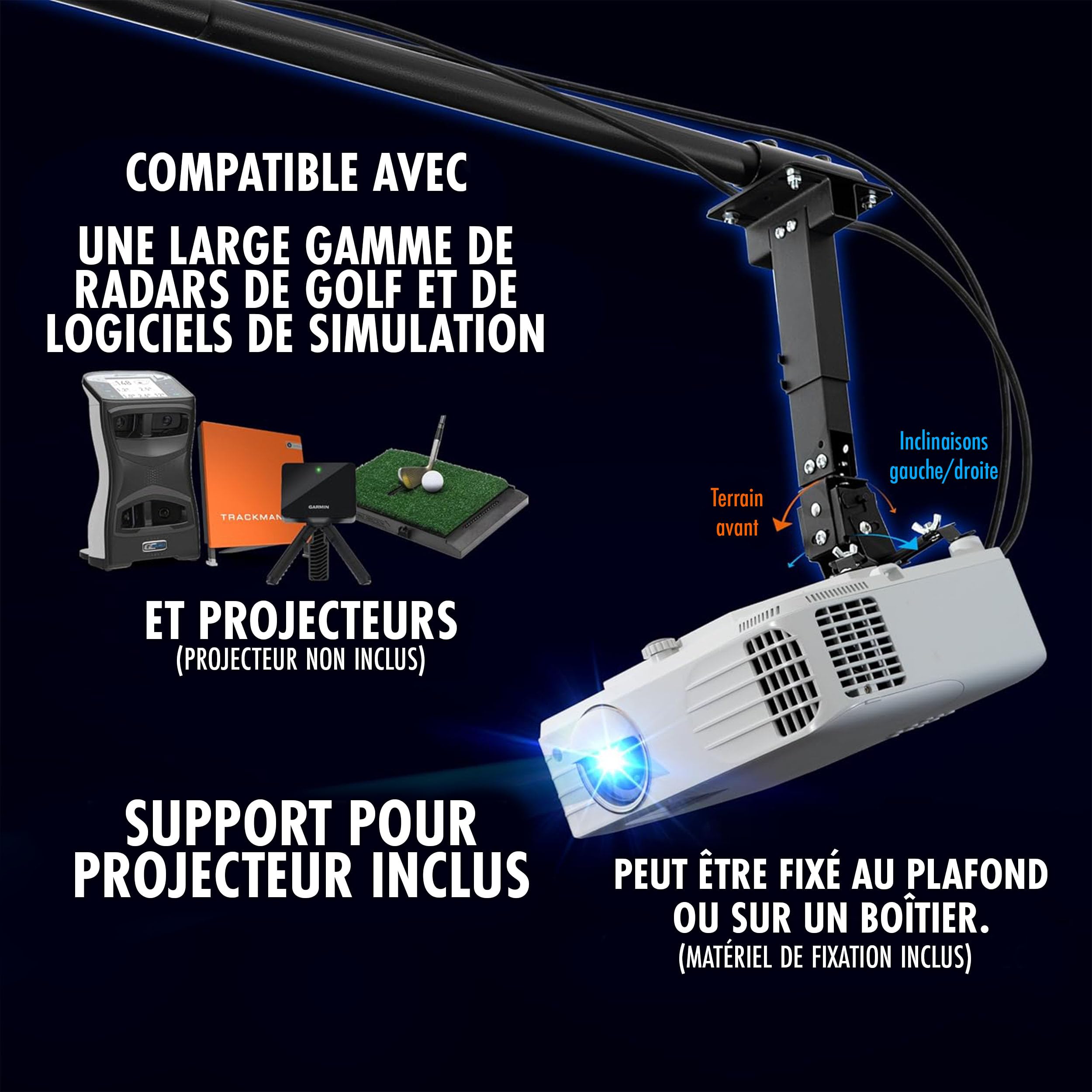 Anything Sports - Boîtier De Simulateur De Golf avec ÉCran D'impact 4k Et Filet De Protection - Cage D'entraînement Intérieure Complète - Structure en Métal