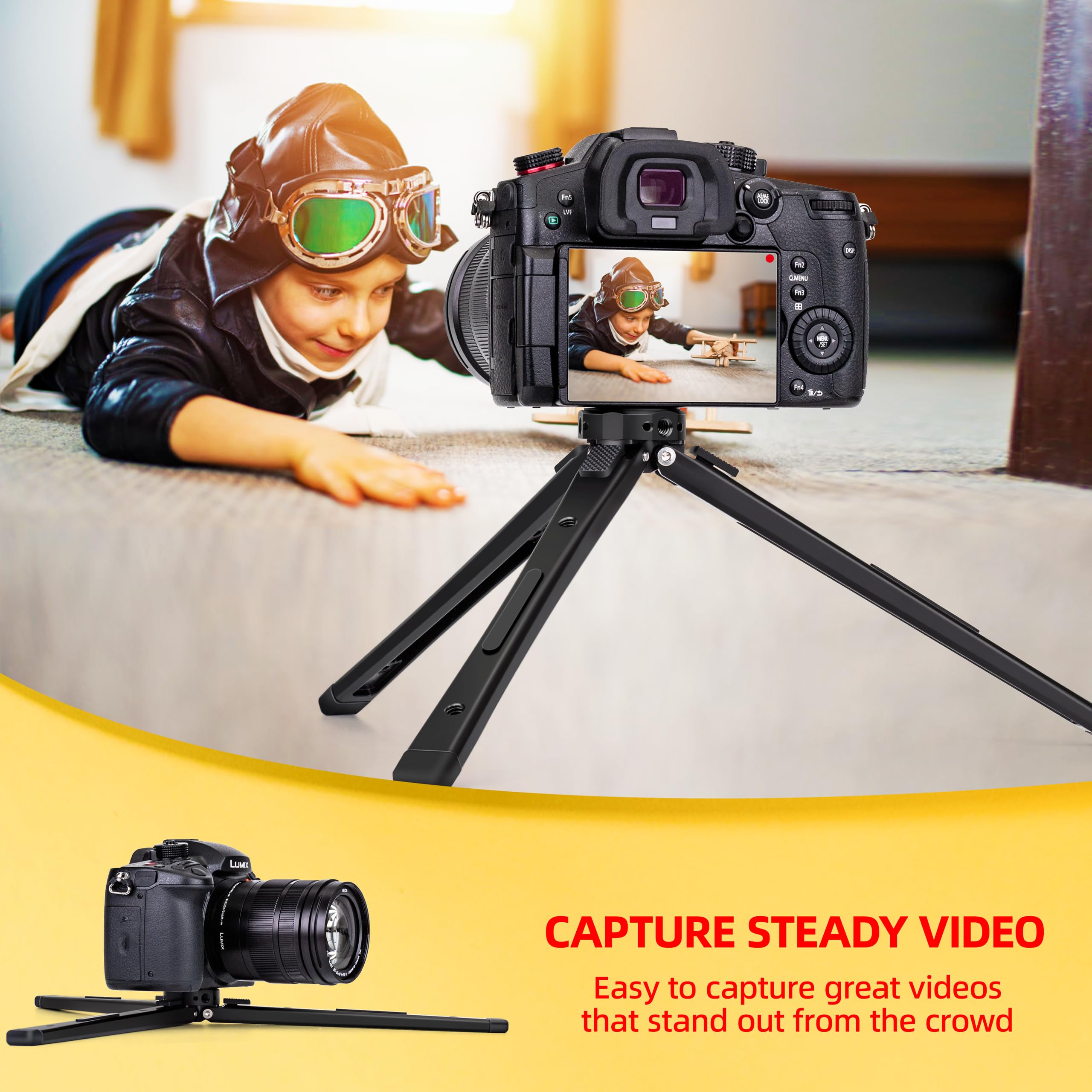 Zeadio Trépied Métallique Professionnel Robuste - Support Universel Réglable pour Table (Charge 40 kg / 88 LB) - Appareil Photo, Gimbal, Caméra Action, Caméscope, Microphone, Lumière LED, etc