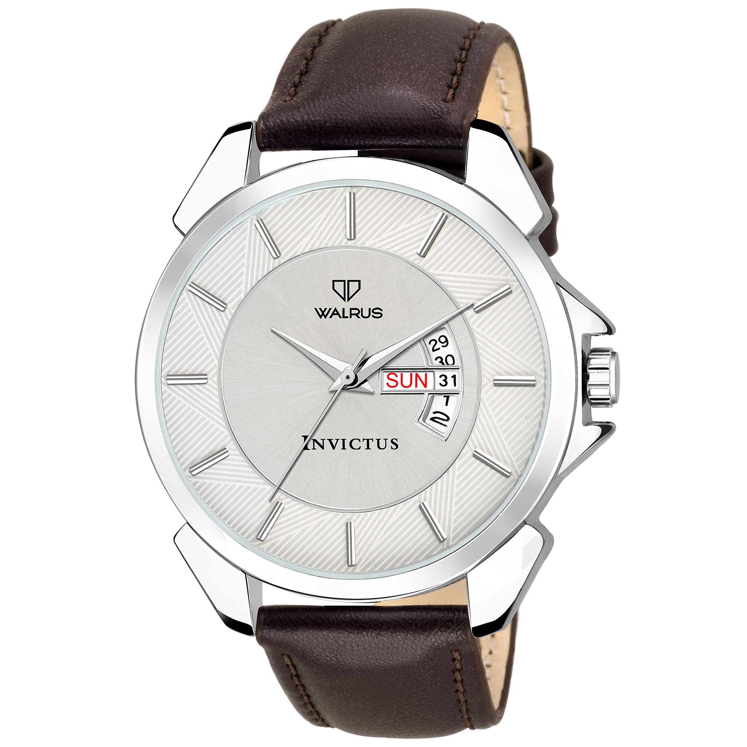Walrus Analog White Dial Men Analog Day Date Functioning - Professional & Casual Use- Mens Wrist Watch for Men- Japanese Quartz Movement | Business Watch Stylish Brown Strap (B089NWDXCC) Amazon Price History, Amazon Price Tracker
