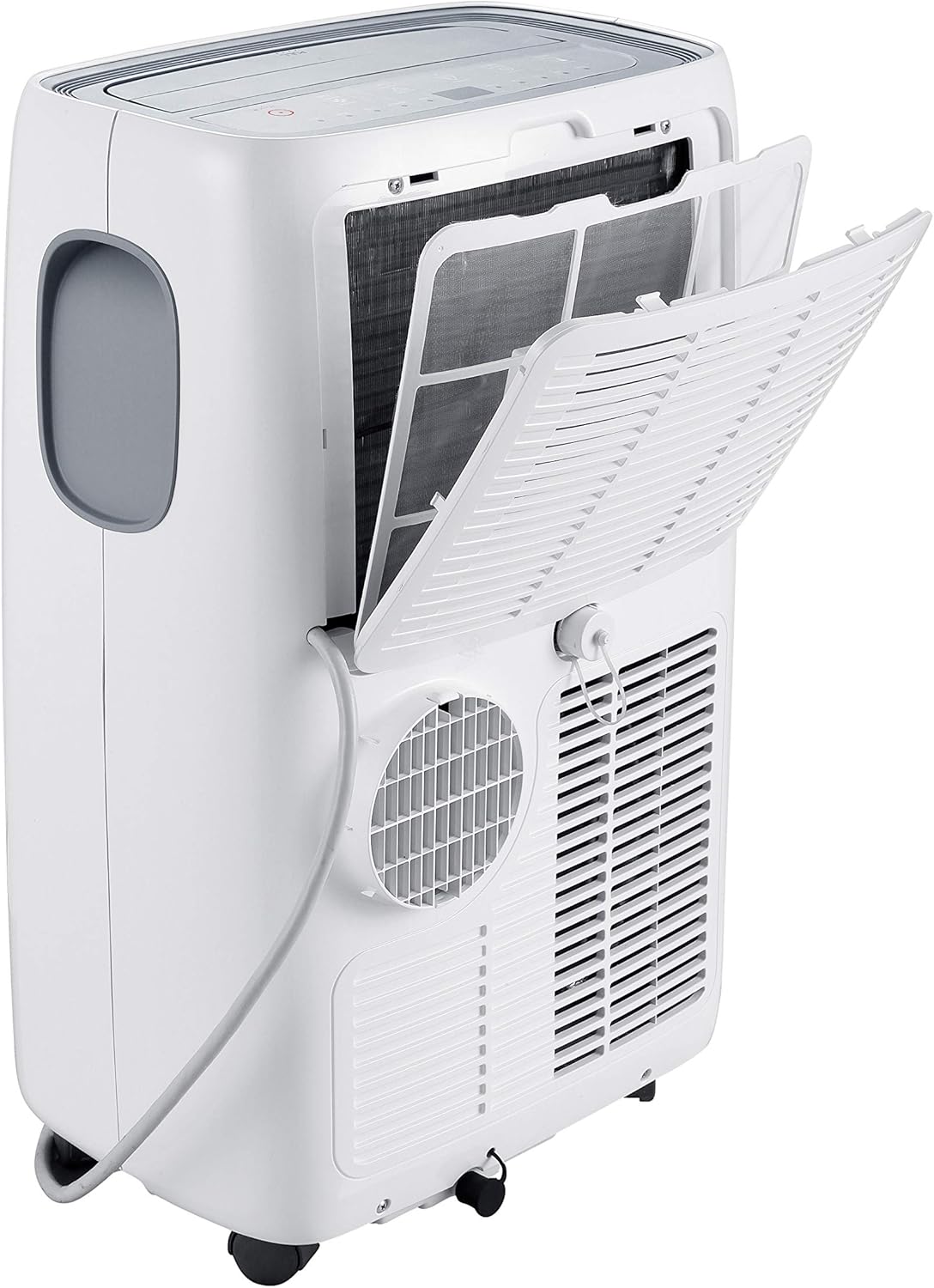 Артка view of the Soleus Air Portable Air Conditioner with filter access panel open