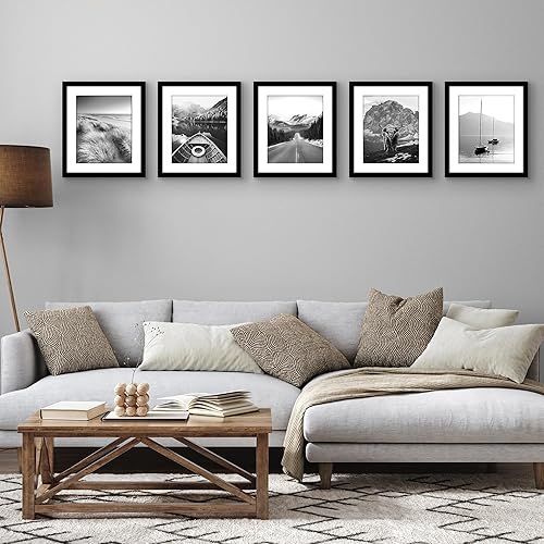 Vista 109 de Americanflat Portarretratos de 5 x 6 pulgadas con plexiglás pulido, juego de 5 portarretratos de 2 x 3 pulgadas con paspartú o para fotos de 5 x 6