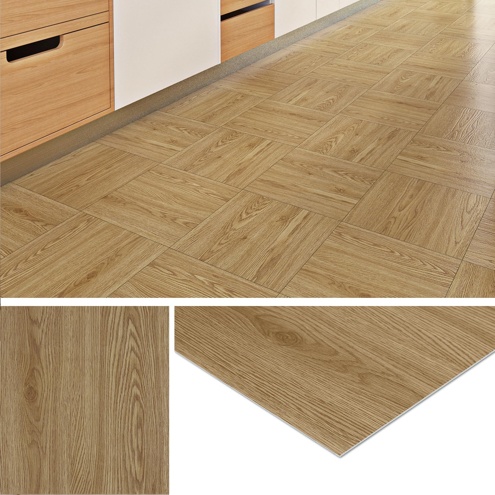 Livelynine Piastrelle Adesive Pavimento Legno Rovere Pavimento Adesivo Bagno Cucina Piastrelle Adesive Pavimento Parquet 30x30CM 32-Piastrelle Linoleum Adesivo per Pavimento Camera da Letto Soggiorno