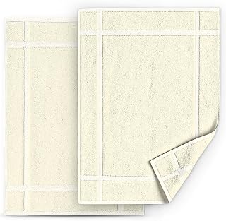 Pearl Linens 2 Pack Cotton Bath Mats for Bathroom,18" X 25", Ivory