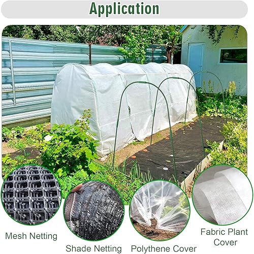 Miniatura 4 de Aros de invernadero para túnel de crecimiento, aros de jardín para camas elevadas, 6 piezas de acero inoxidable desmontables de 37 x 35 pulgadas con