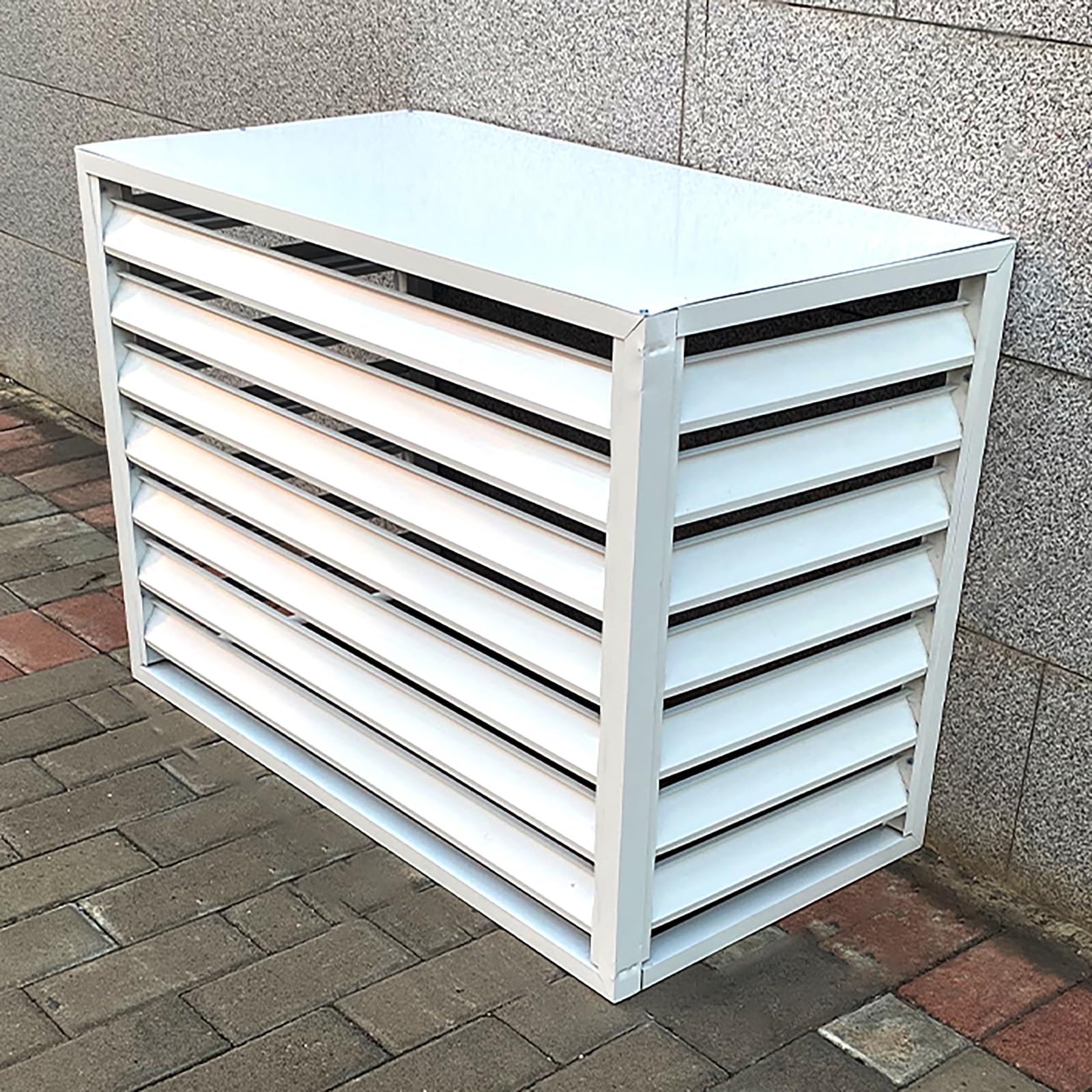 Aluminum Central Air Conditioner Protection Cover For Outside Units, Outdoor Freestanding Privacy Screen Fence Panels Trash Can Enclosure Flower Stand Decorative Outdoor AC Unit Cover ( Color : White