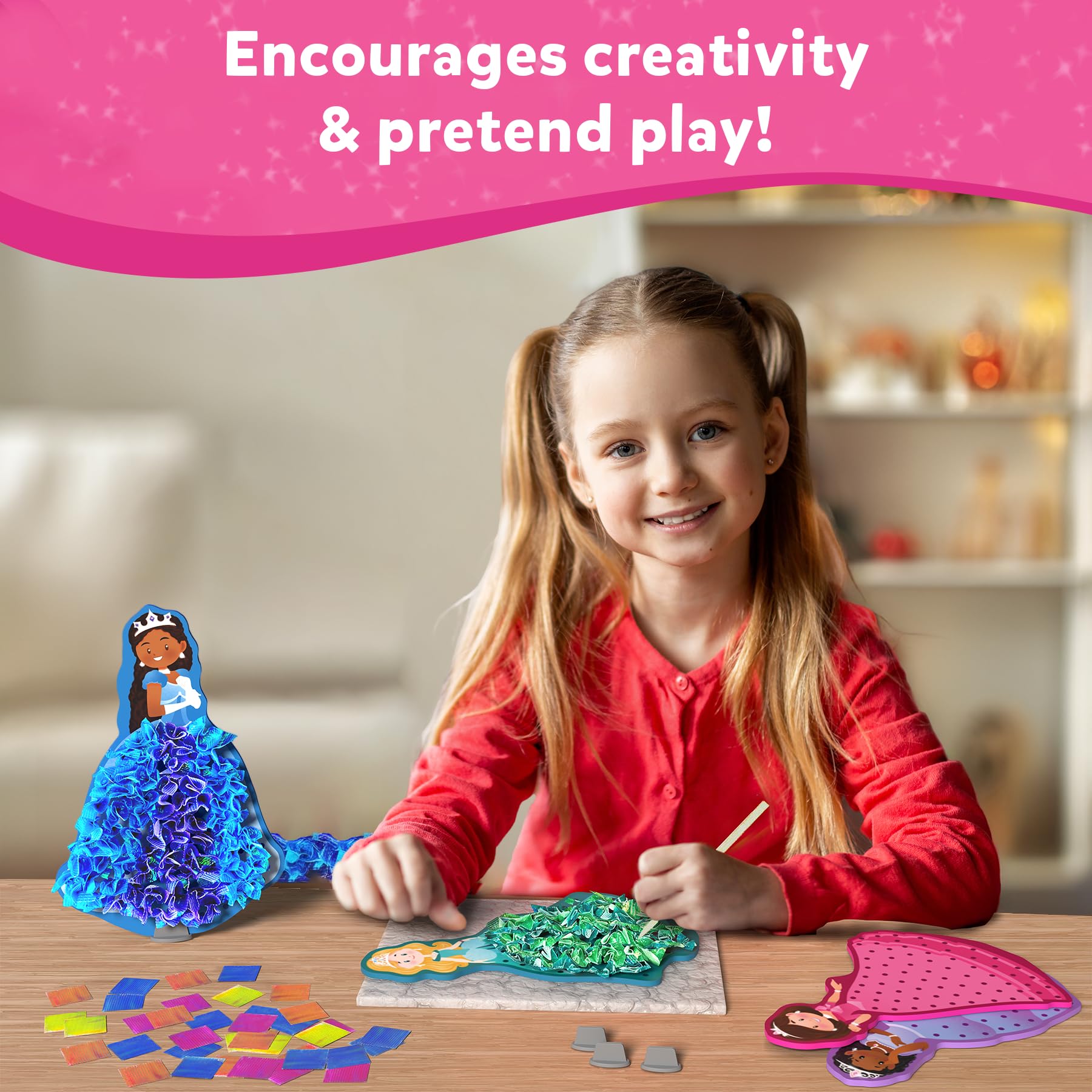 Skillmatics Poke-in Art, Magical Princesses, Mess-Free Fun for Kids DIY Sewing Craft Kits, Creative Activity - Image 4