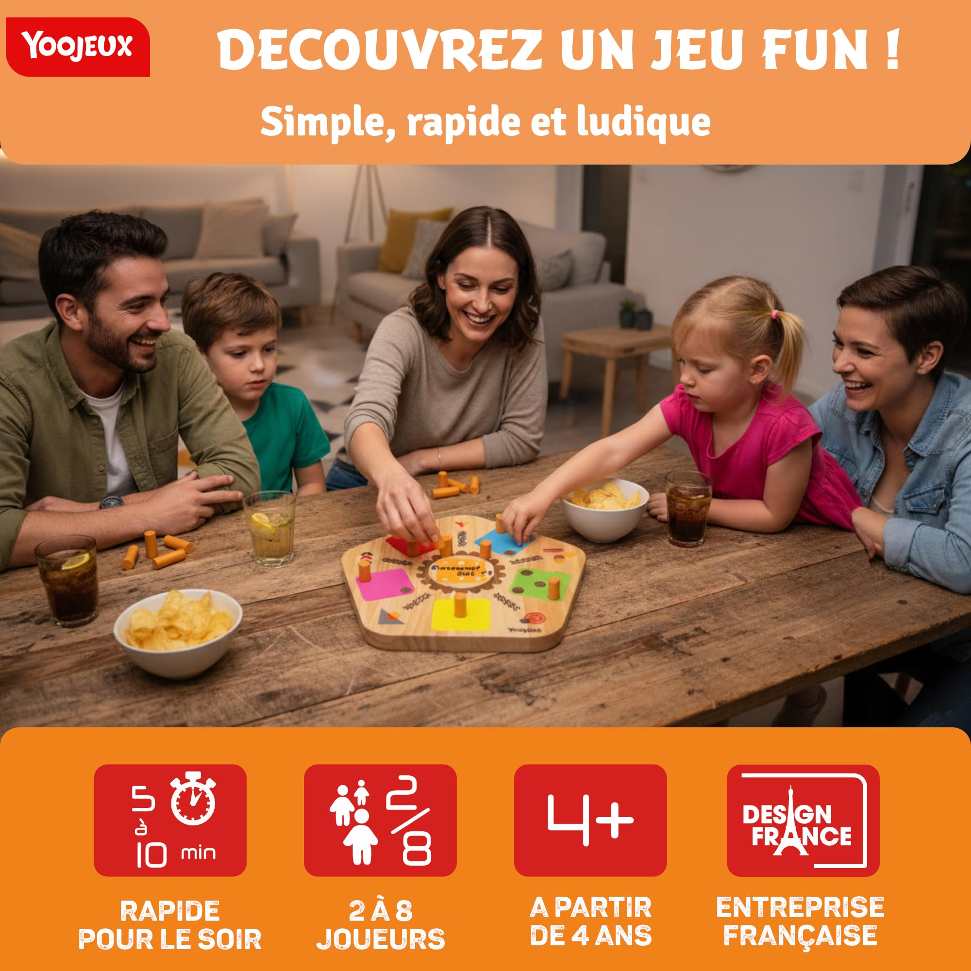 Pourquoi Moi - Jeu de société Cochon en Bois, 2 à 8 Joueurs | Jeu familial dès 4 ans, parties rapides de 5 à 15 minutes, coffret transportable pour l’apéro, les vacances et les soirées.