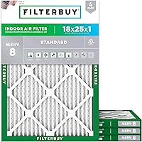Vista 90 de Filterbuy - Filtros de aire de repuesto MERV 8, protección contra el polvo, plisados, para caldera y sistema HVAC, 16 x 25 x 1 pulgadas, paquete