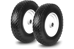 Taifa 16 Inch Rubber Solid Flat Free Wheels for Lawn Cart 3/4 Axle