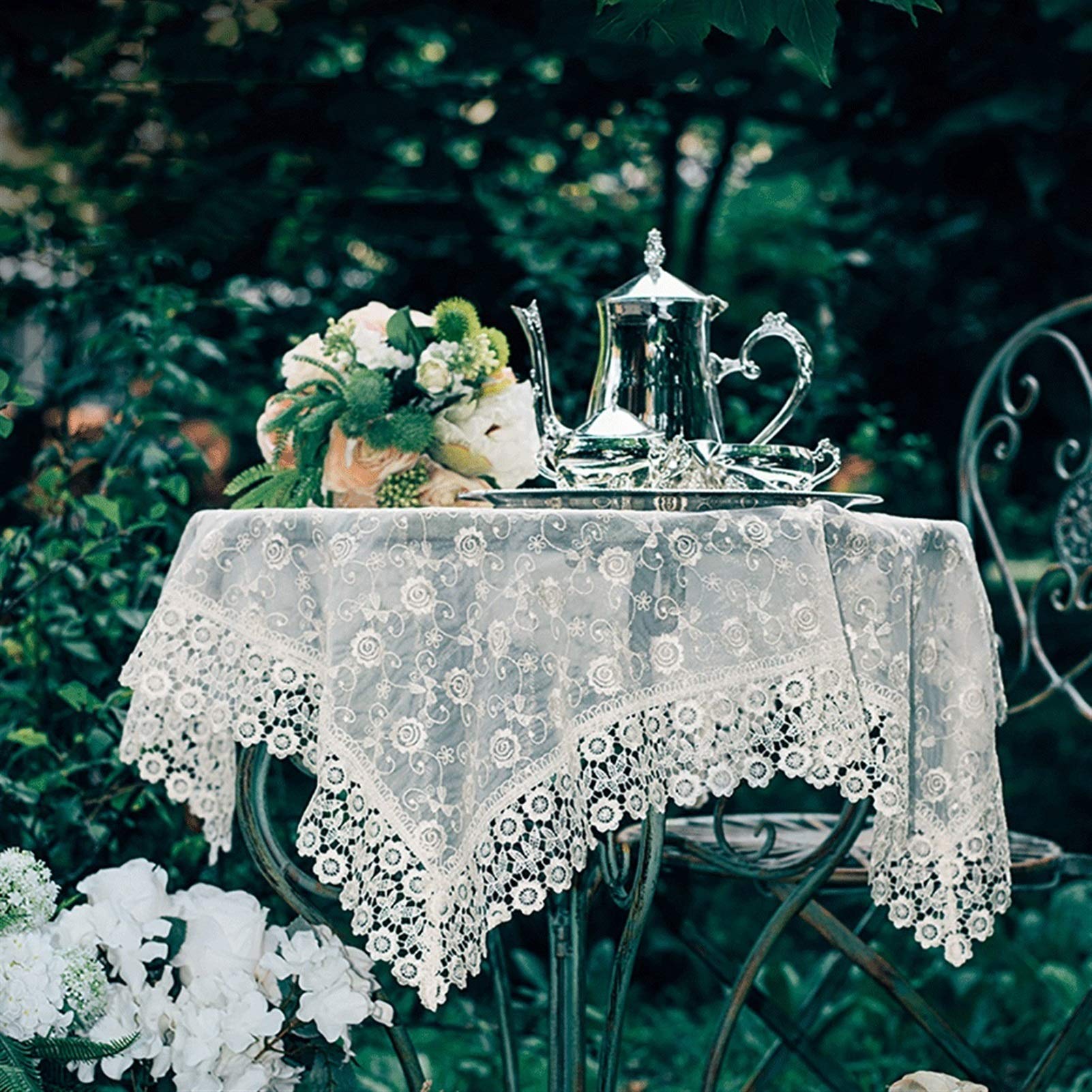 Gzslkscd A Lace Dining Table Cloth Lace Tablecloths Embroidered Camping Dining Table Cloth, Classic Rectangular Oblong Macrame Table Cover, For Kitchen Dining Picnic Coffee Table Nd Wedding Banque (Color : D,
