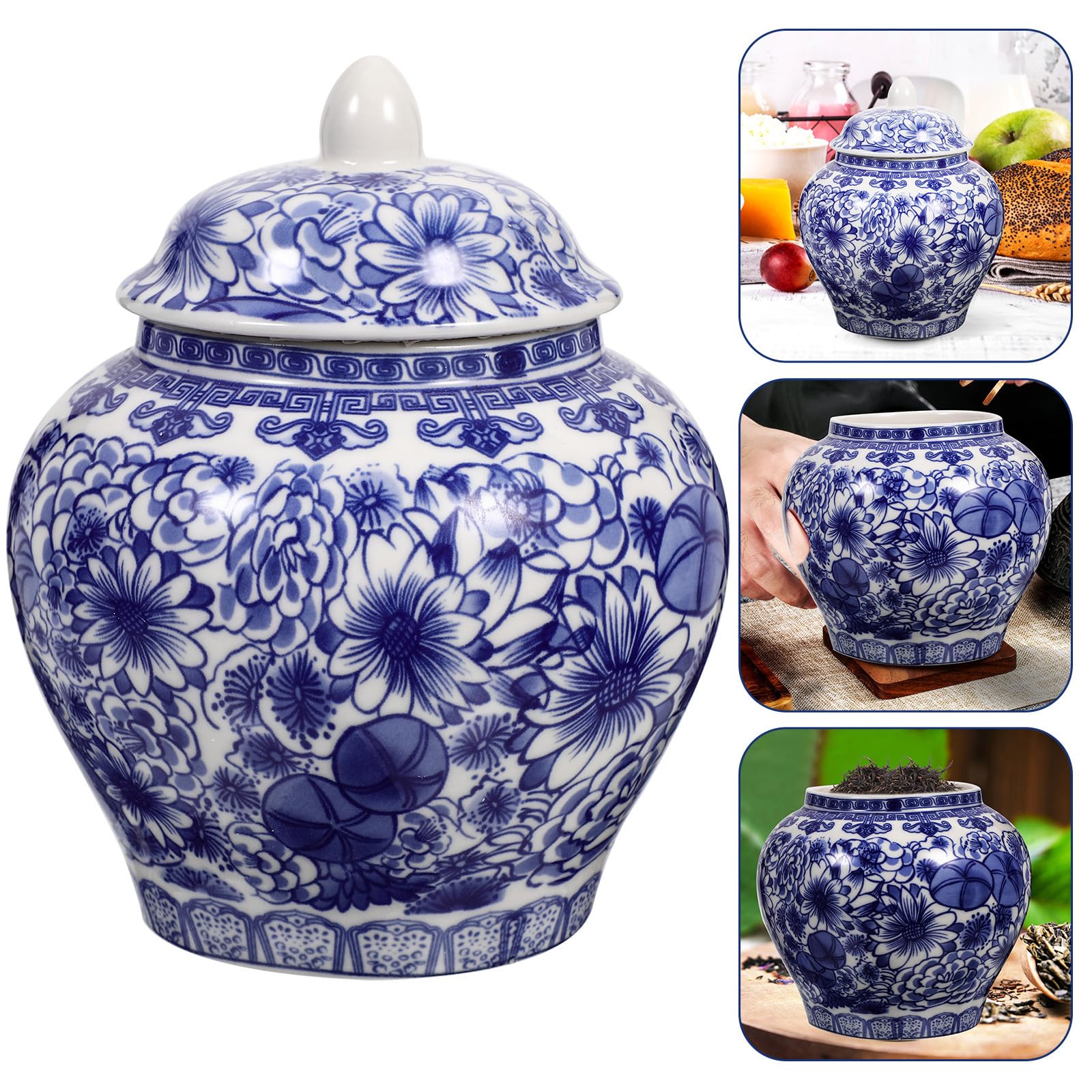 jojofuny Contenedor de Cerámica Plata Diseño Clásico y Detalles Redondeados Fácil de Limpiar para Almacenar Té y Adecuado para Uso en Cocina