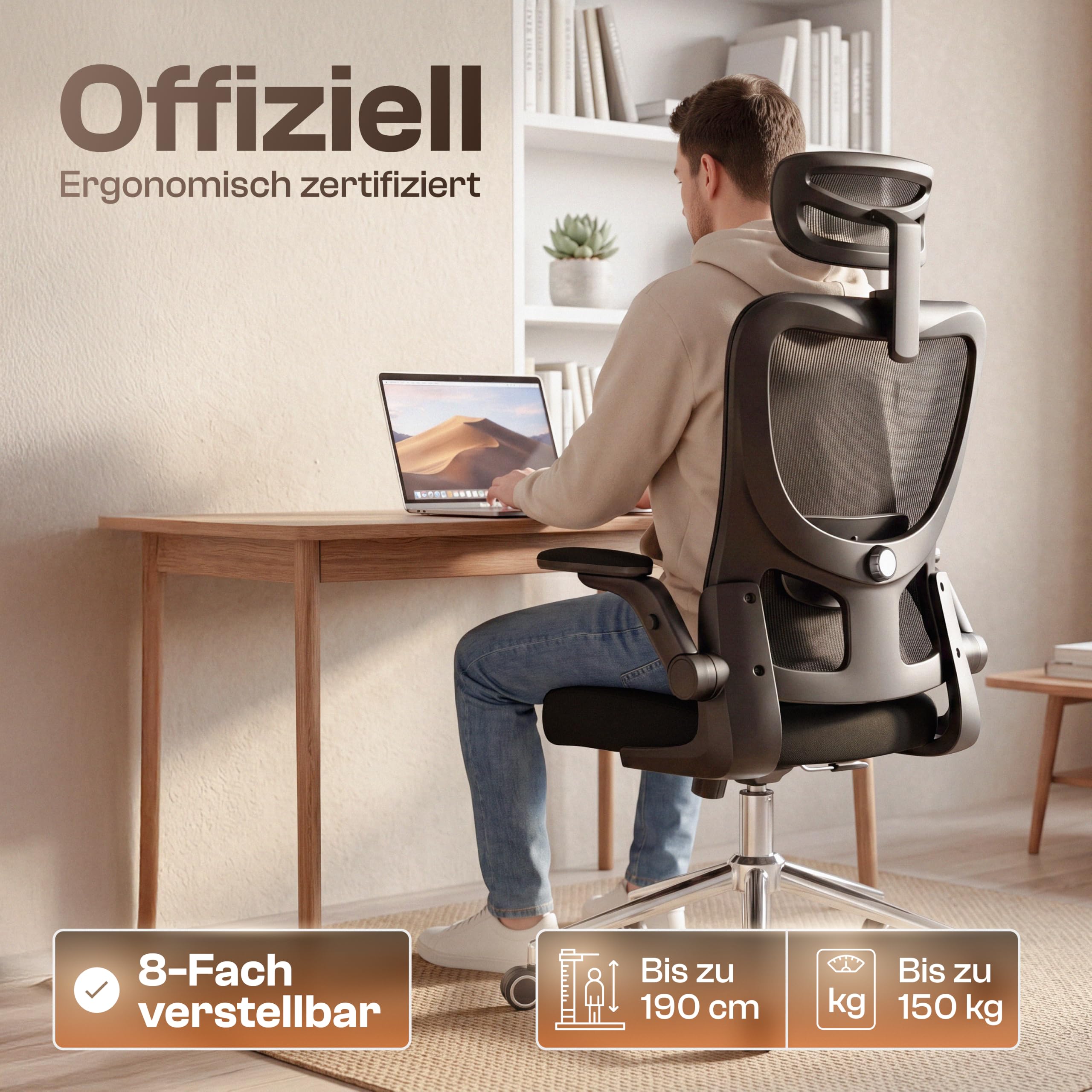 Bravo Bürostuhl ergonomisch [ORIGINAL] Schreibtischstuhl ergonomisch mit 8 Komfort-Einstellungen | Gaming Stuhl & Drehstuhl für Zuhause & Bürobedarf | Bürosessel und Chefsessel bis 150kg
