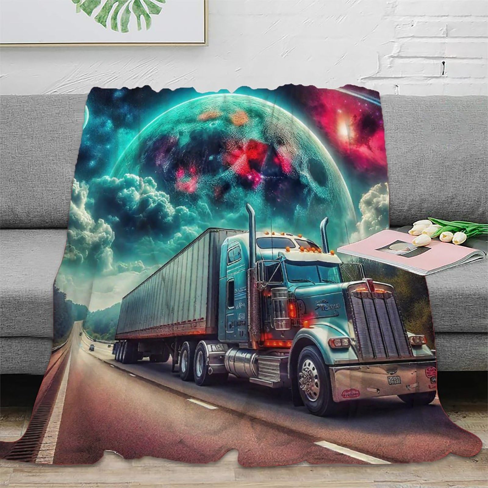 Couverture de lit camion 3D chaude et moelleuse pour vos voyages, camping et soirées canapé