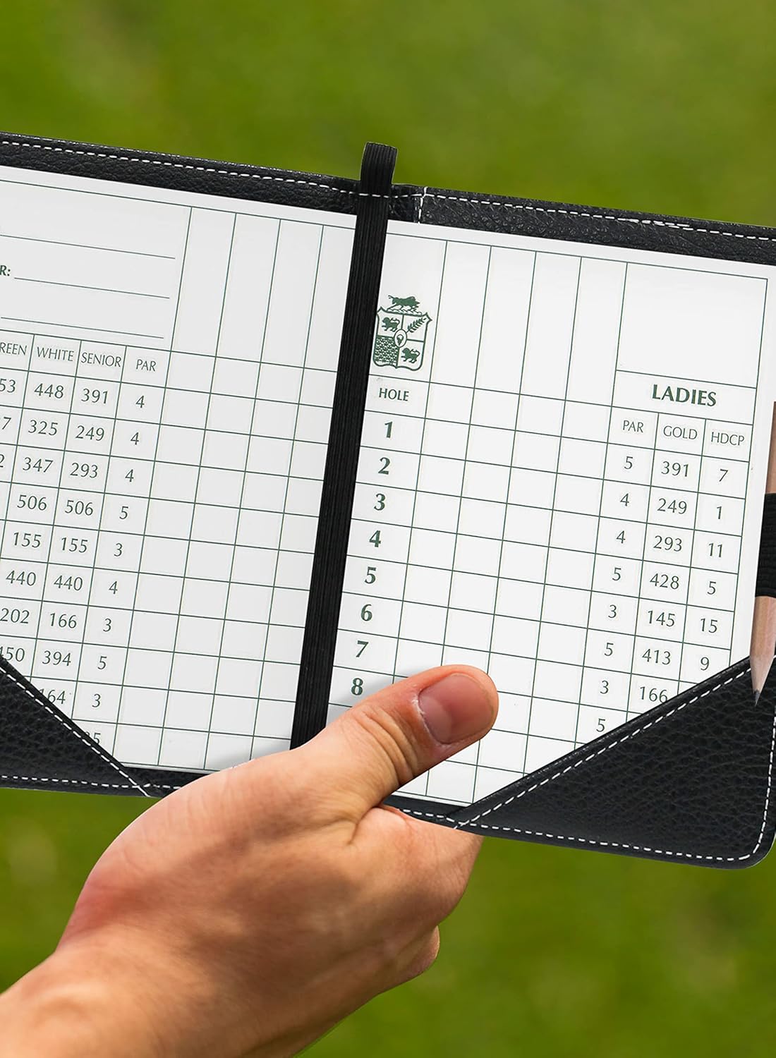 Callaway Golf Horizontal Leather Scorecard Holder with Ball Marker, Black