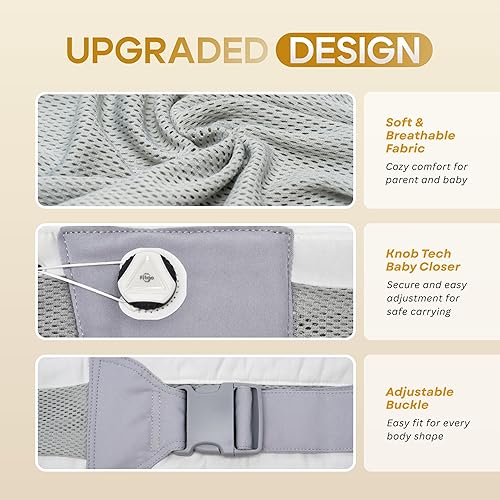 Miniatura 5 de Portabebés de 8 a 30 libras, para recién nacidos, portabebés con hebilla de seguridad, perilla Tech Baby Closer, correa de hombro ajustable,