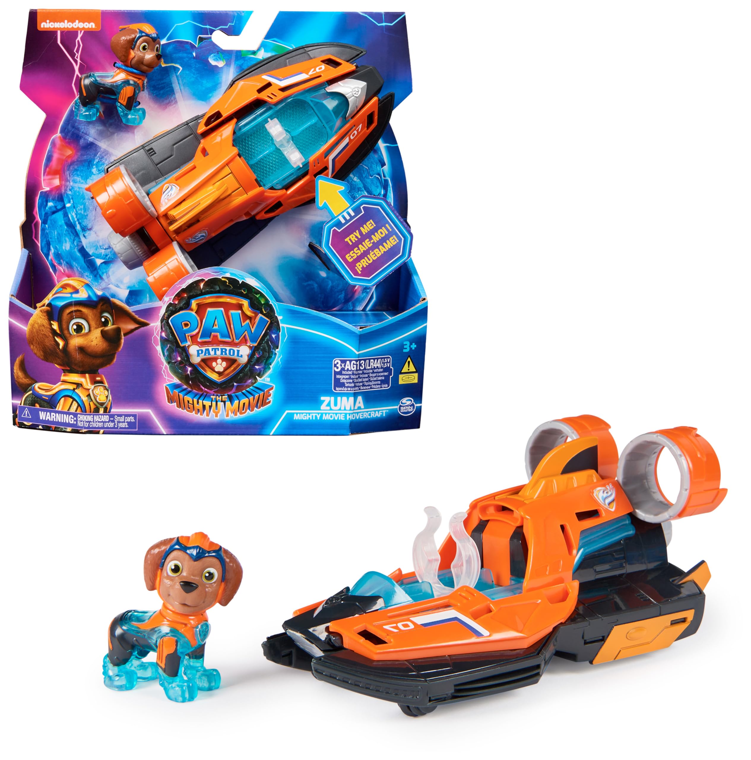 Patrulla Canina - Figura Zuma Y VEHÍCULO AERODESLIZADOR con Luces Y Sonidos DE LA SUPERPELÍCULA - 6067510 - Juguetes Niños 3 Años + Patrulla Canina Juguetes - Regalo Niño 3 Años +