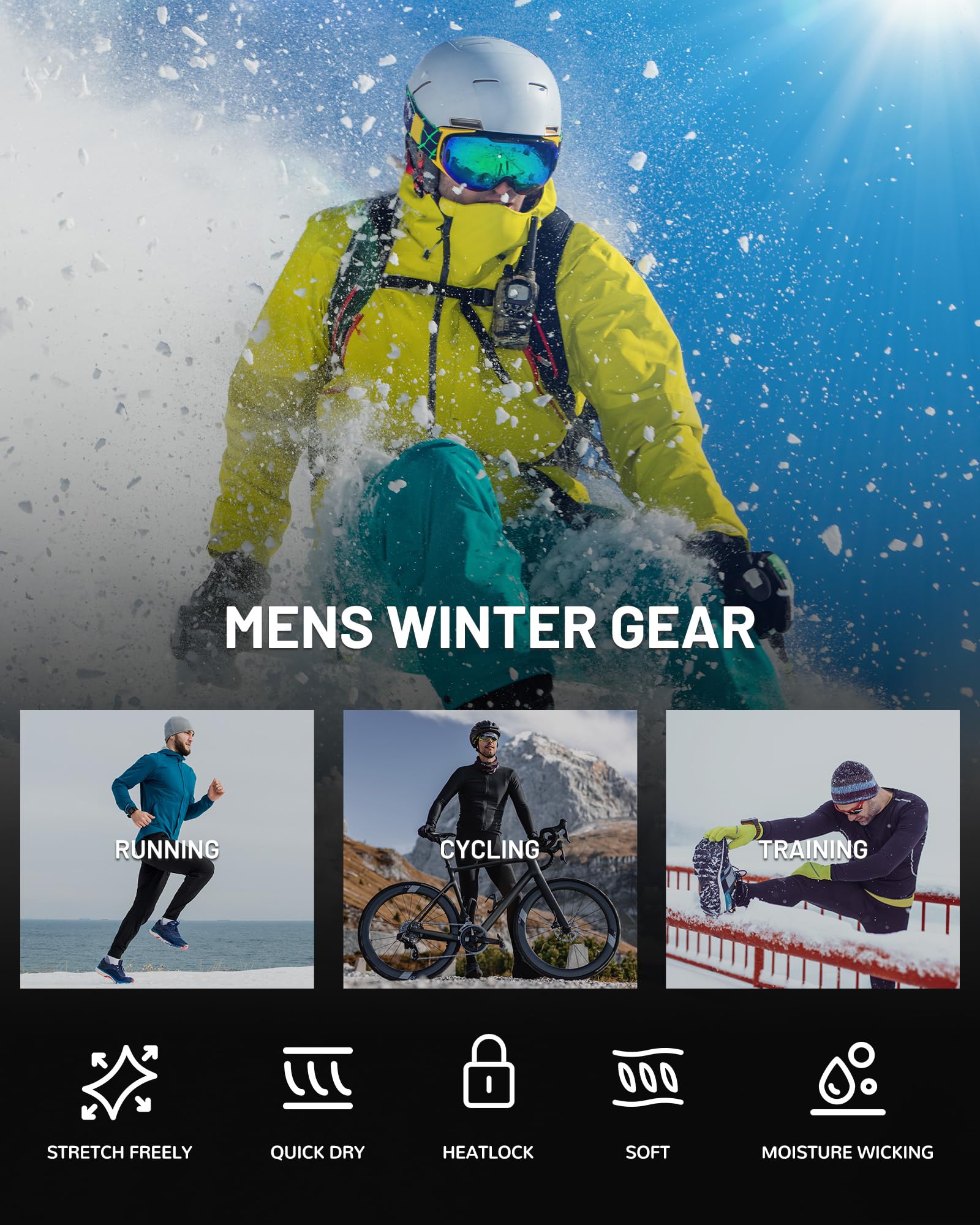 Runhit Camisa de compresión térmica para hombre, con forro polar, manga larga, camiseta térmica atlética, capa base, equipo para clima frío