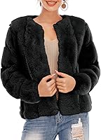 BerryGo Women's Long Sleeve Open Front Fuzzy Faux Fur Coat - Fluffy Warm Winter Jacket