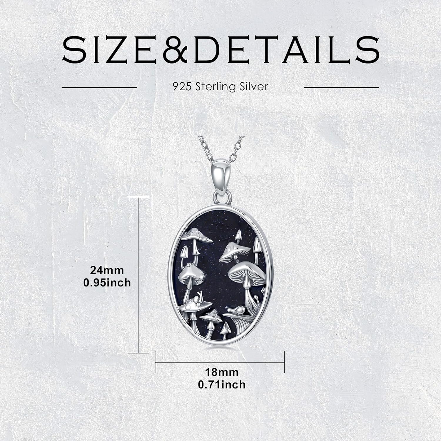 Natural Blue Sandstone Mushroom Pendant Necklace for Women 925 Sterling Silver Genuine Blue Sandstone Jewelry Gifts for Her - Image 6