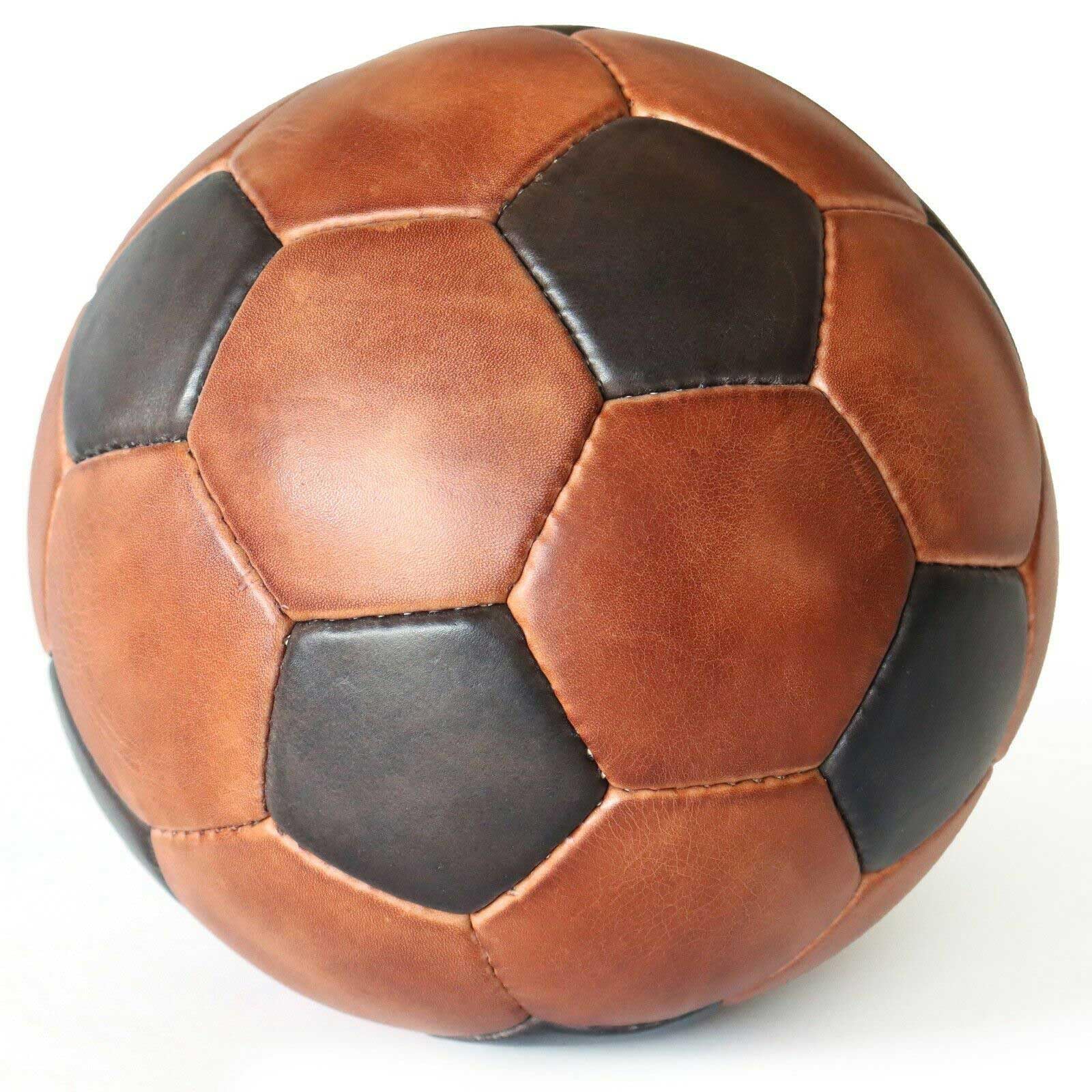 ROB'S VINTAGE Echtleder Fußball Größe 5 – Handgefertigt Hexagon-Design Traditioneller Lederball Robust Langlebig Training Spiel