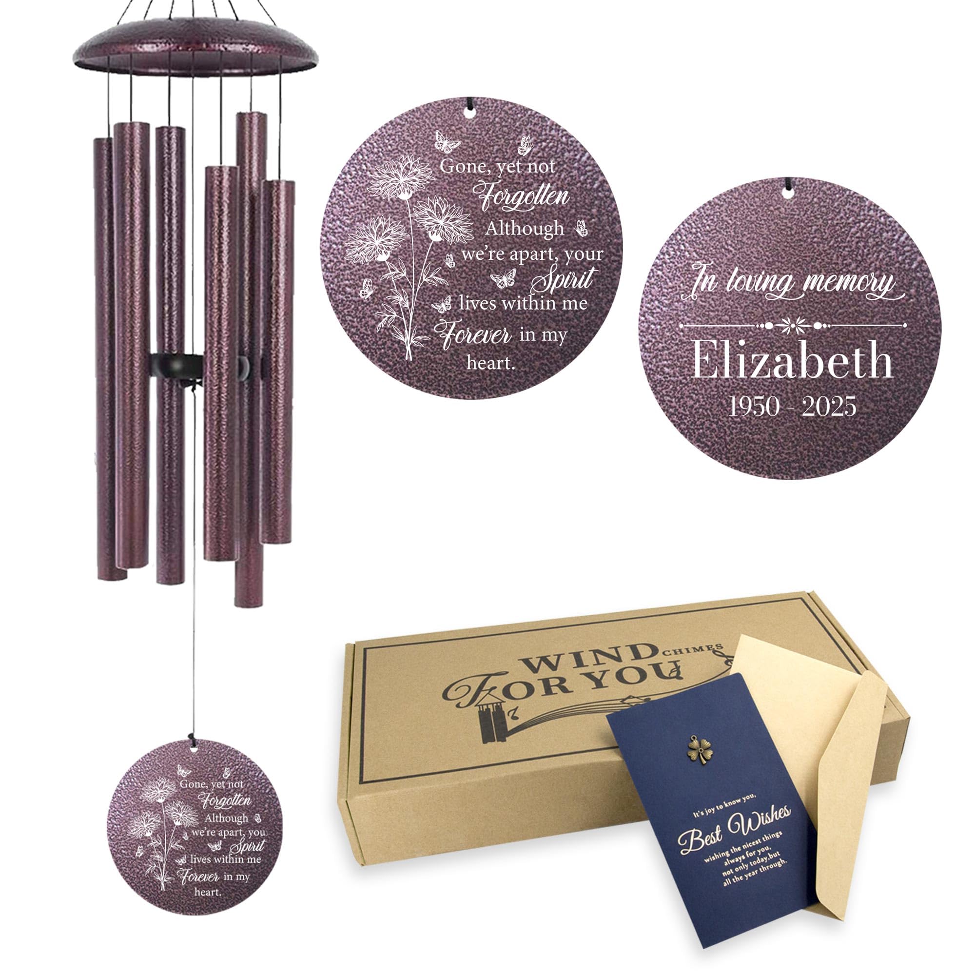 ASTARIN Engraving Wind Chimes for Loss of Loved One, Personalized Wind Chimes Memorial, Bereavement Gifts for Loss of Mother, Windchimes in Memory of