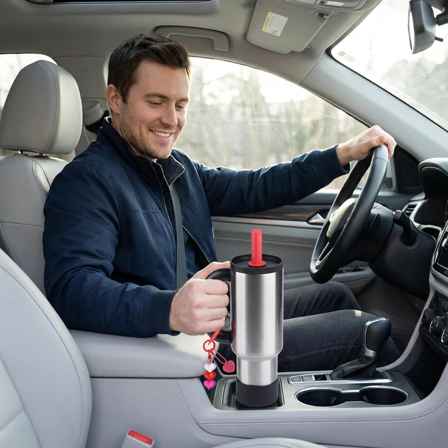 Sanilinwild 40oz Tumbler with Handle & Straw, Insulated Stainless Steel Travel Mug, Leakproof & Cup Holder Friendly, BPA-Free Water Bottle for College, Office, Gym, Gifts for Men and Women (Chrome​) - Image 6