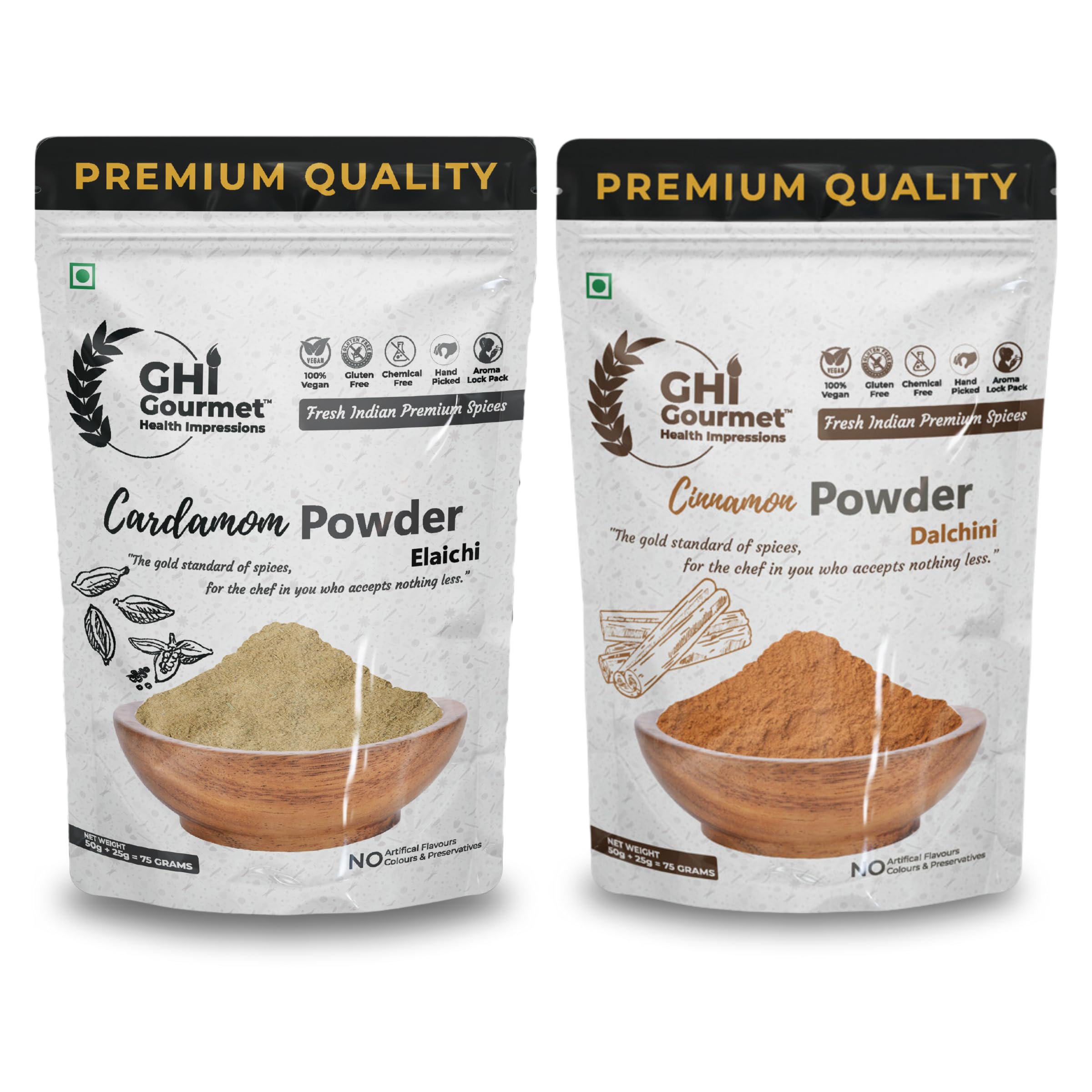GOURMET HEALTH IMPRESSIONS Superior Grade Idduki Cardamom Powder and Cinnamon Powder Spice Combo Pack, Natural Flavours for Sweet Baking | Cardamom Powder 75g | Cinnamon Powder 75g | Net Weight 150g (B0CYX38XWZ) Amazon Price History, Amazon Price Tracker