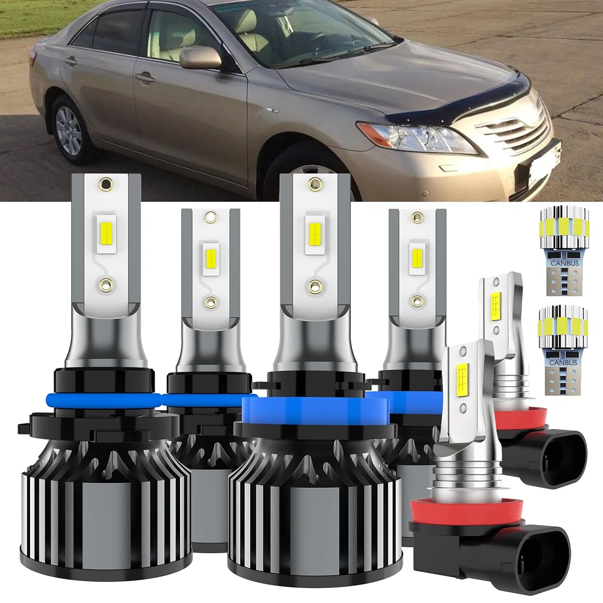 AYOTZIH Bulbs Fit For Toyota Camry 2007-2014, High Beams+ Low Beams+ Fog