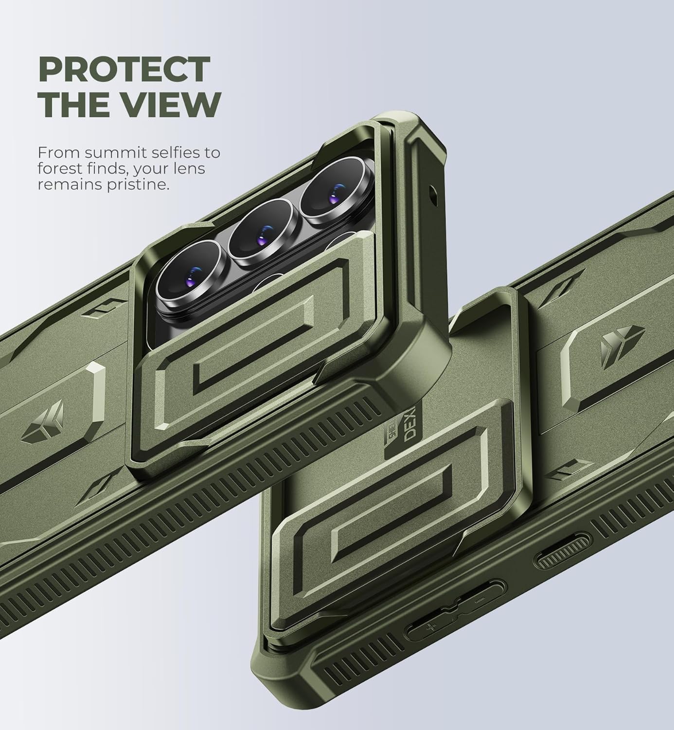 Dexnor for Samsung Galaxy S26 Ultra Case with Upgraded Slide Camera Cover & 2 Front Frames & Built-in Screen Protector & Kickstand, Heavy-Duty Rugged Case Full-Body Protective Cover(2026),Army Green